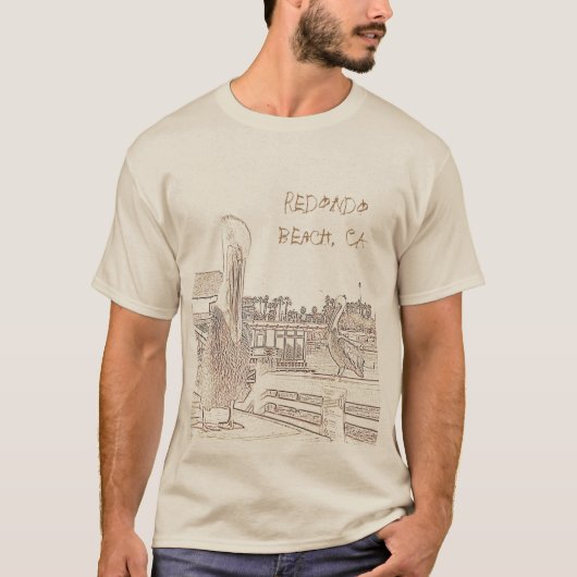 T-Shirt - Pélicans sur la jetée avec emplacement (Devant)