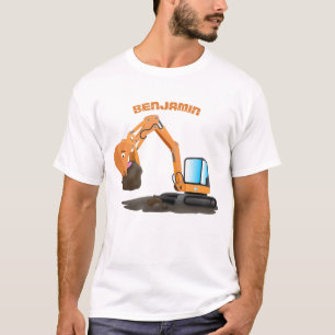 T-shirt Pelleteuse orange mignonne dessin animé