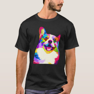 T-shirt Pem Welsh Corgi Coloré Pop Art Portrait Pour Chien