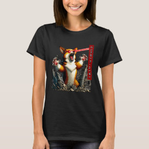 T-shirt Pembroke Corgi Drôle Kaiju Monstre Japonais