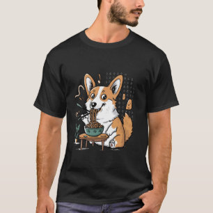 T-shirt Pembroke Funny Welsh Corgi Chien mangeant Ramen Am