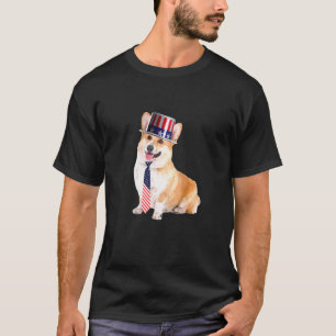 T-shirt Pembroke Welsh Corgi 4 juillet chien en chapeau ha