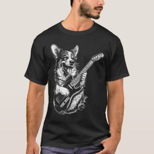 T-shirt Pembroke Welsh Corgi Chien Jouant de la Guitare Él