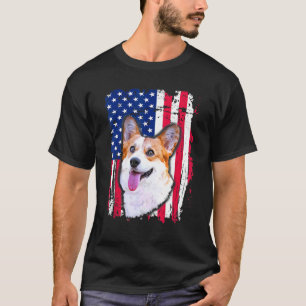 T-shirt Pembroke Welsh Corgi Drapeau américain 4 juillet