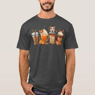 T-shirt Pembroke Welsh Corgi Fall Café Halloween Citrouill