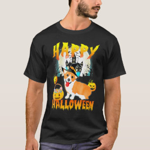 T-shirt Pembroke Welsh Corgi Joyeux Halloween T