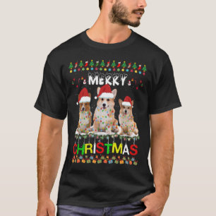 T-shirt Pembroke Welsh Corgi Noël Arbre Lumière Noël