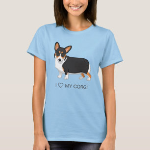 T-shirt Pembroke Welsh Corgi noir sans queue de Tricolore
