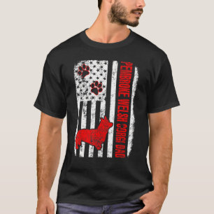 T-shirt Pembroke Welsh Corgi Papa Drapeau Américain