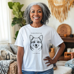 T-shirt Pembroke Welsh Corgi Portrait Ligne noire Illustra
