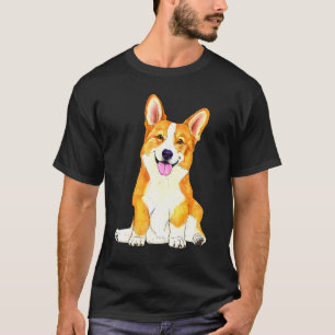 T-shirt Pembroke Welsh Corgi Sourire Avec Sa Langue Dehors