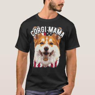 T-shirt Pembroke Welsh Corgis Maman Corgi Avec Drapeau Amé
