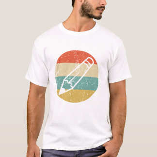 T-shirt Pencil Silhouette Rétro Enseignant Long Manches