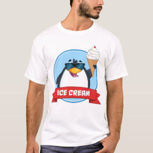 T-shirt Penguin à crème glacée portant des lunettes de sol