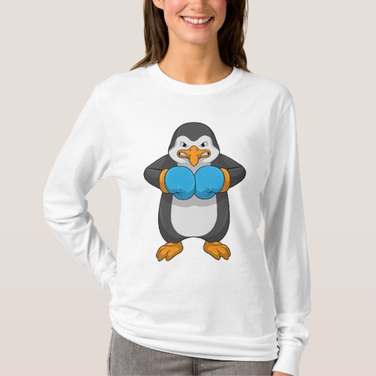 T-shirt Penguin at Boxing with Boxing Gloves (Devant)