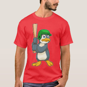 T-shirt Penguin au baseball avec casque de batte de baseba