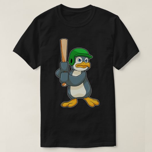 T-shirt Penguin au baseball avec casque de batte de baseba (Design devant)