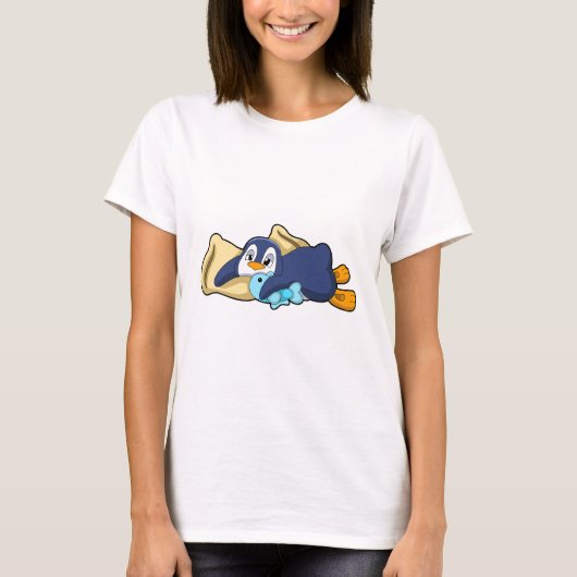 T-shirt Penguin au coucher avec Coussin (Devant)