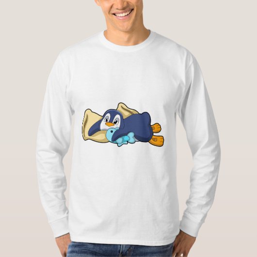 T-shirt Penguin au coucher avec Coussin (Devant)