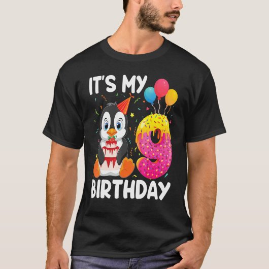 T-shirt Penguin C'Est Mon 9E Anniversaire Penguin B 9 Ans (Devant)