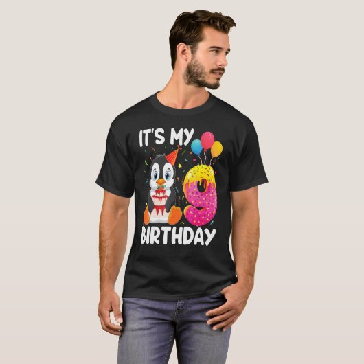 T-shirt Penguin C'Est Mon 9E Anniversaire Penguin B 9 Ans (Devant entier)