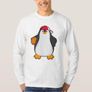 T-shirt Penguin comme joueur de basket-ball avec basket-ba