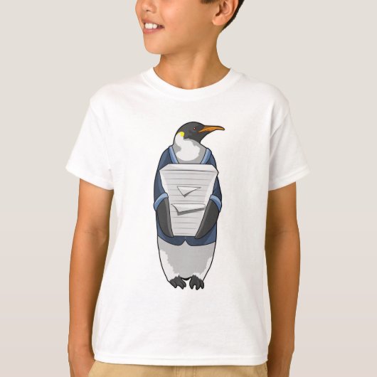 T-shirt Penguin comme secrétaire avec pile de papier (Devant)