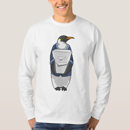 T-shirt Penguin comme secrétaire avec pile de papier (Devant)
