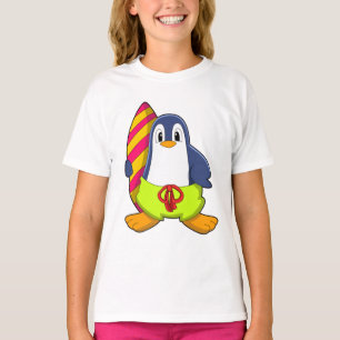T-shirt Penguin comme surfer avec Surfer