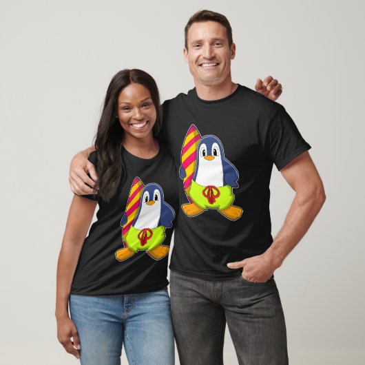 T-shirt Penguin comme surfer avec Surfer (Unisexe)