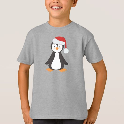 T-shirt Penguin de Noël, Penguin de bébé, Chapeau de Noël (Devant)