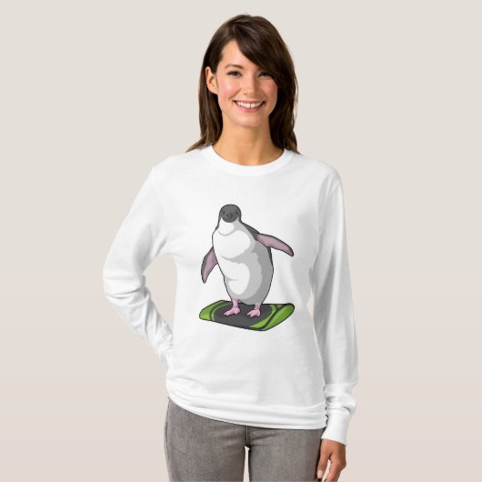 T-shirt Penguin en Snowboardeur avec Snowboard (Devant entier)