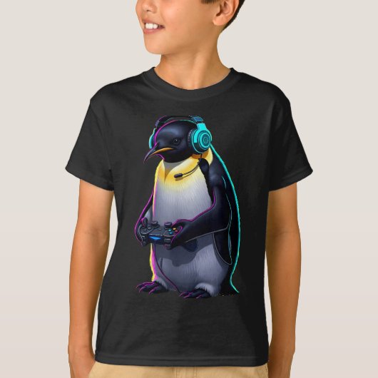 T-shirt Penguin Gaming Animal Video Games Funny Penguin (Devant)