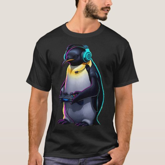 T-shirt Penguin Gaming Animal Video Games Funny Penguin (Devant)