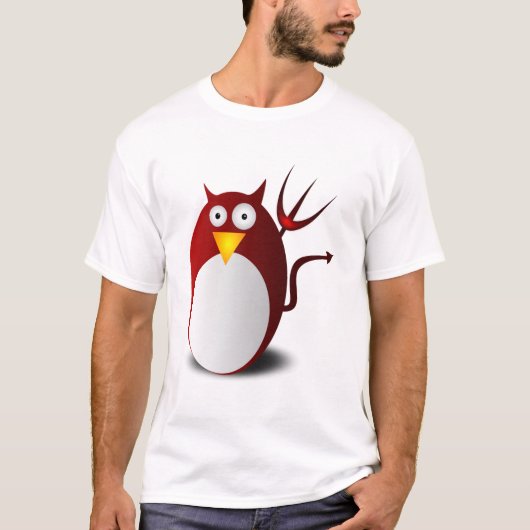T-shirt Penguin Linux Tux Ubuntu Devil Trident Lucifer (Devant)