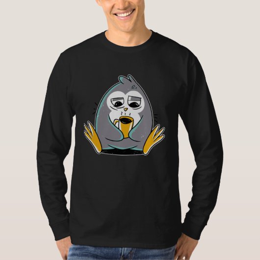 T-shirt Penguin Morning Coffee Sleep (Devant)