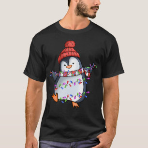 T-shirt Penguin Père Noël éclaire Noël s mignons Penguins