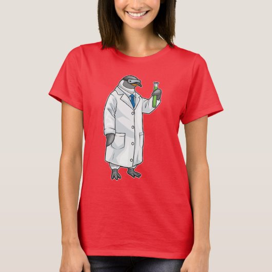 T-shirt Penguin Scientist Test tube Laboratory (Devant)