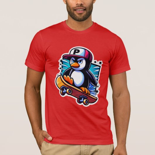 T-SHIRT PENGUIN SKATEBOARDER (Devant)