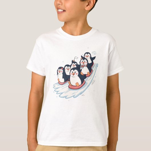T-shirt Penguin Slide Squad – Tee fun glacé (Devant)