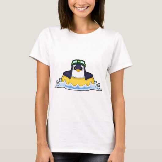 T-shirt Penguin Swimming Inflatable float Summer (Devant)