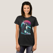 T-shirt Penguin with a Retro Twist Sunset Vaporwave Aesthe (Devant entier)
