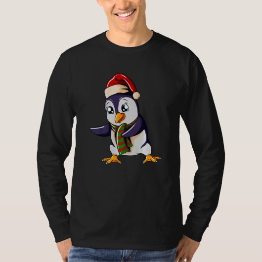 T-shirt Penguin with Christmashat Floss Dance on Christmas (Devant)