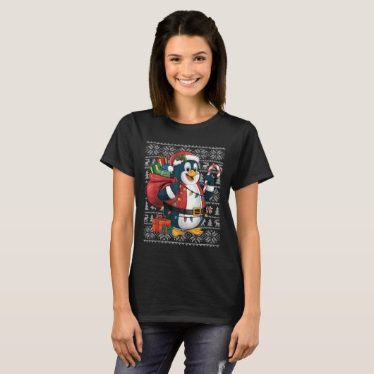 T-shirt Penguin Xmas Sweer Style laide Père Noël Penguin C (Devant entier)