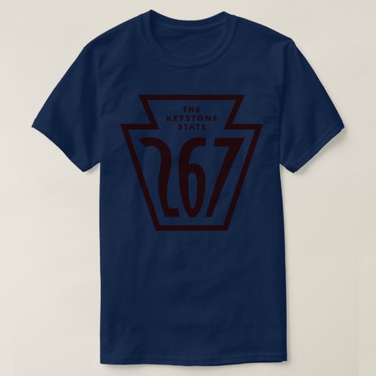 T-shirt Pennsylvanie Keystone Area Code 267 Brown (Design devant)