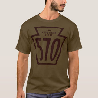 T-shirt Pennsylvanie Keystone Area Code 570 Brown