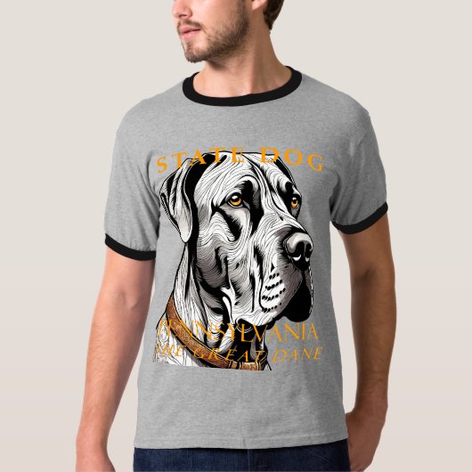 T-shirt Pennsylvanie Territoire Le Grand Chien Danois (Devant)