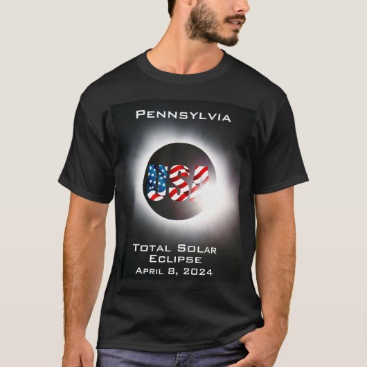 T-shirt Pennsylvanie USA Total éclipse solaire 8 avril 202 (Devant)