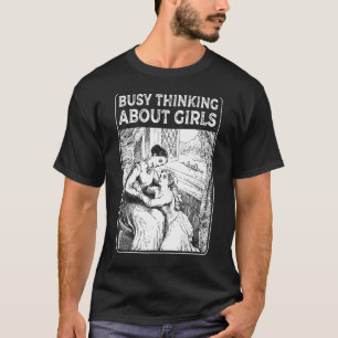 T-shirt Pensée occupée à propos des filles mignonne Lesbie