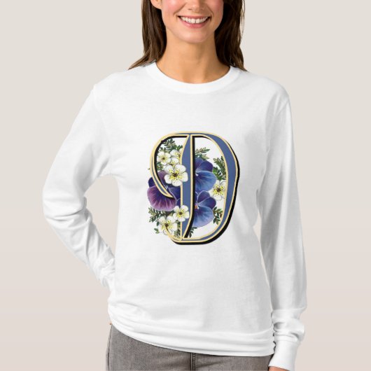 T-shirt Pensée peinte à la main IInitial - D (Devant)